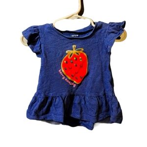 Blue shirt with strawberry 12 months, carter's